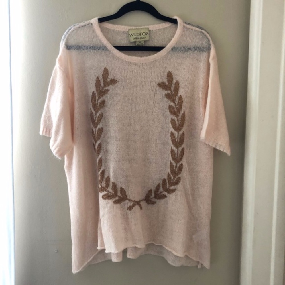 Wildfox White Label Just a Laurel Verona Knit Cobain Tee in Pink size Small